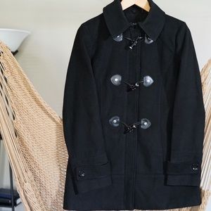 Calvin Klein Black Coat with Hood & Faux Fur Trim